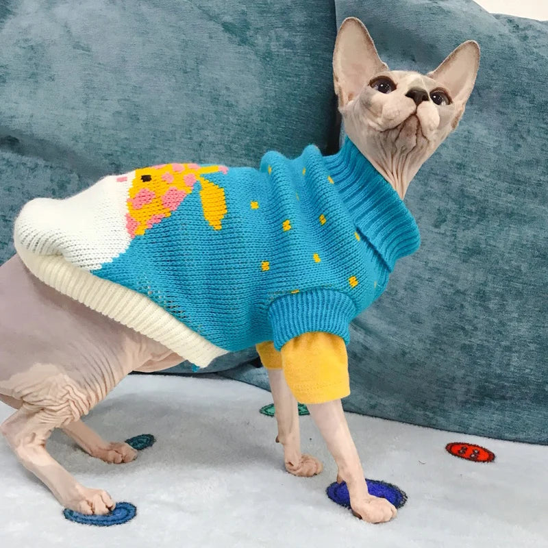 Cute Cat Sweater – Winter Warm Pullover for Cats, Sphynx & Small Pets