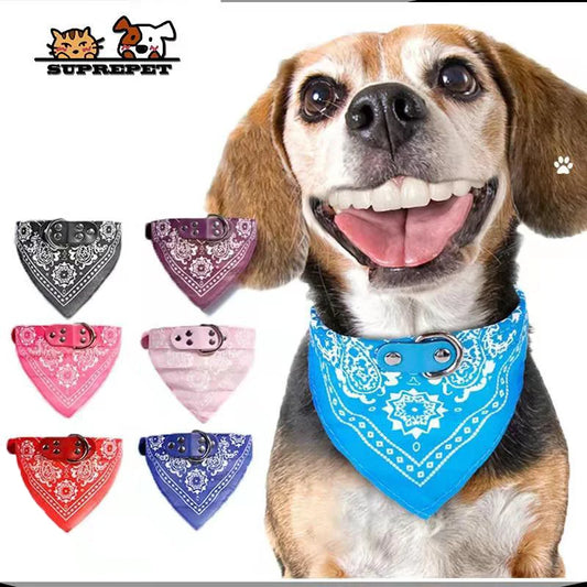 SUPREPET Adjustable Dog Collar – Cute Print Scarf & Neckerchief for Pets