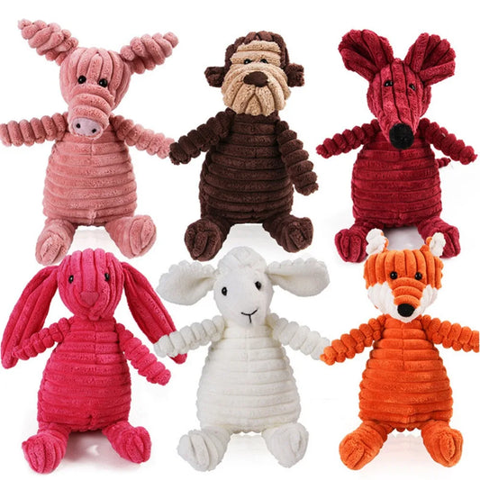 16 Animal Dog Chew Toys – Plush Squeak Rope Toys for Puppies & Cats