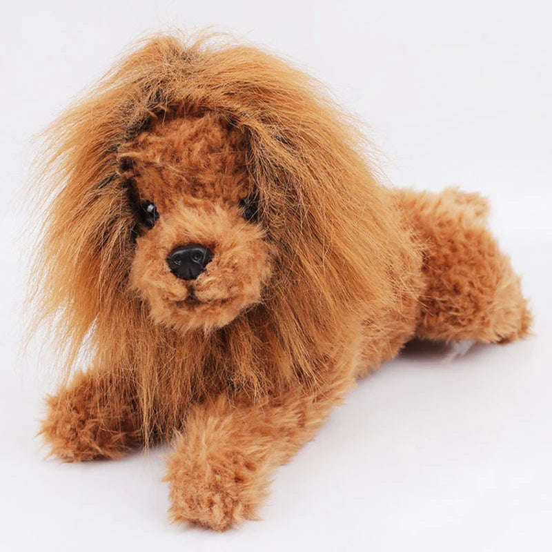 Cute Pet Cosplay Costume – Lion Mane Wig for Cats & Large Dogs, Winter Warm