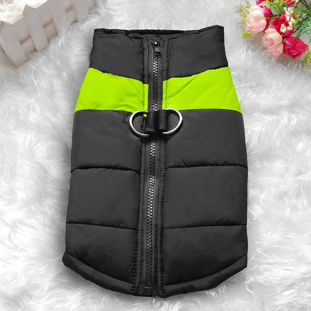 Waterproof Dog Vest Jacket – Winter Nylon Clothing for Large Dogs, Blue & Pink