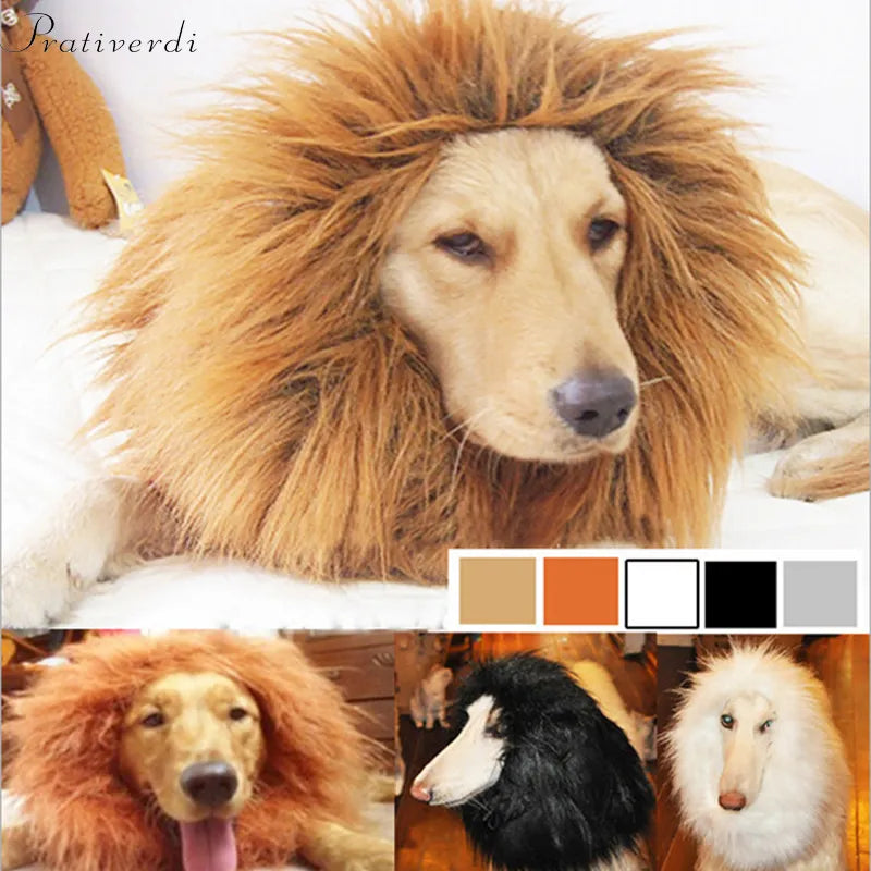 Cute Pet Cosplay Costume – Lion Mane Wig for Cats & Large Dogs, Winter Warm
