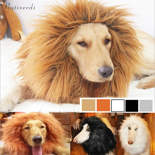 Cute Pet Cosplay Costume – Lion Mane Wig for Cats & Large Dogs, Winter Warm