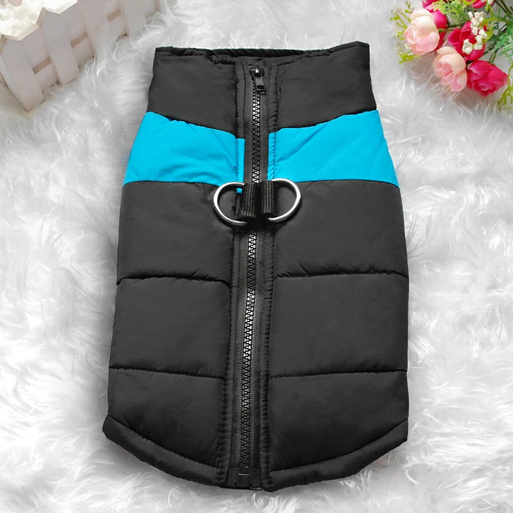 Waterproof Dog Vest Jacket – Winter Nylon Clothing for Large Dogs, Blue & Pink