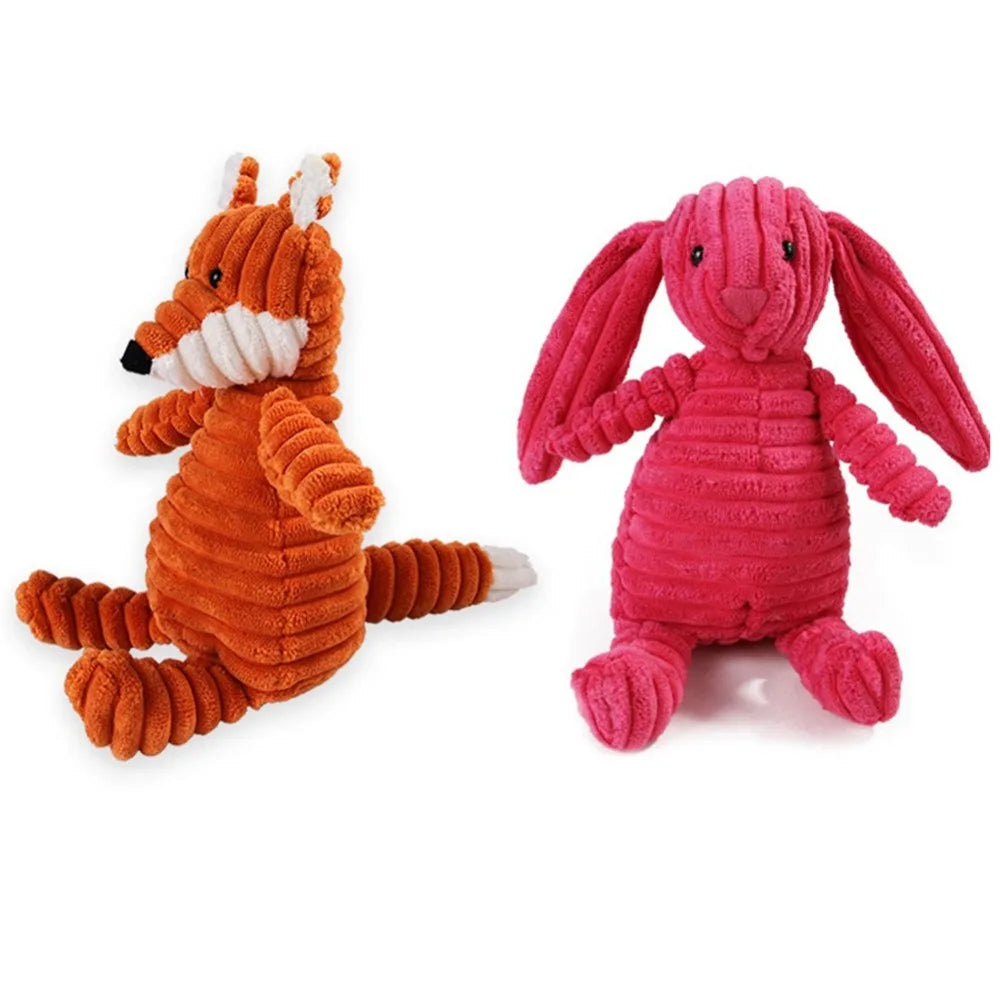 16 Animal Dog Chew Toys – Plush Squeak Rope Toys for Puppies & Cats