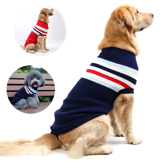 Stripe Dog Sweater – Winter Warm Coat for Small, Medium & Large Dogs, Puppies