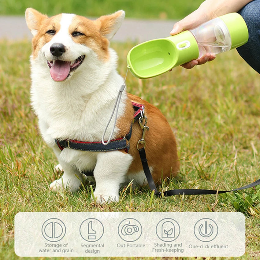Portable Dog Water Bottle – Pet Drinking Feeder Bowl for Dogs & Cats, Travel
