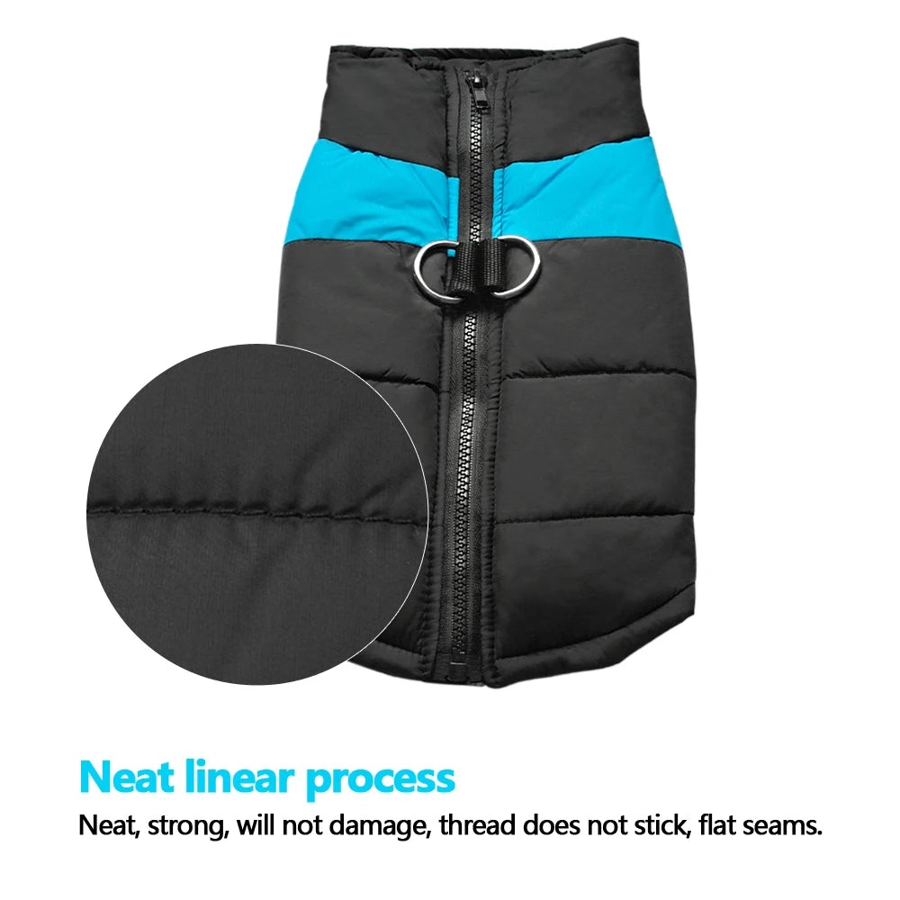 Waterproof Dog Vest Jacket – Winter Nylon Clothing for Large Dogs, Blue & Pink