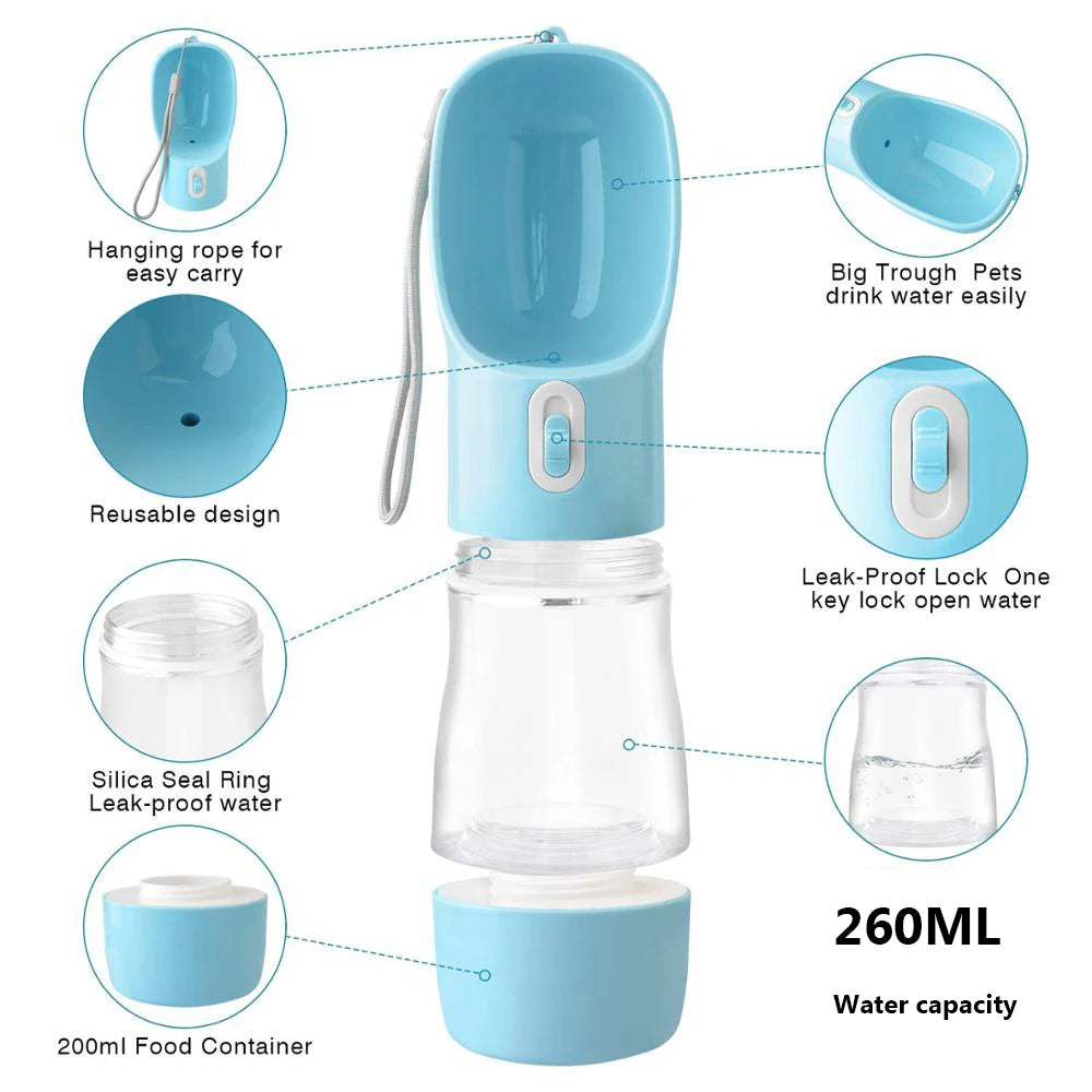 Portable Dog Water Bottle – Pet Drinking Feeder Bowl for Dogs & Cats, Travel