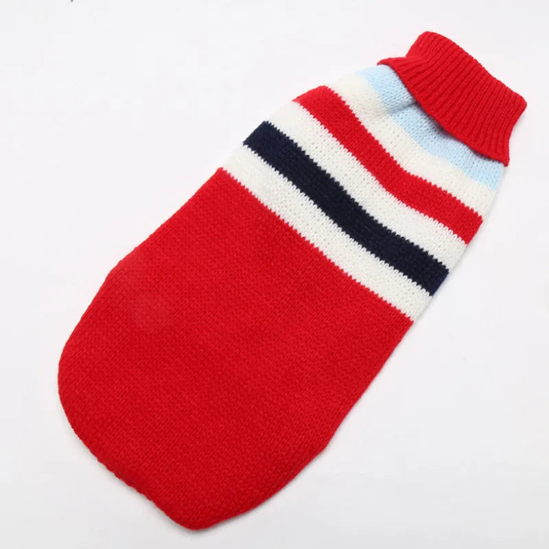 Stripe Dog Sweater – Winter Warm Coat for Small, Medium & Large Dogs, Puppies