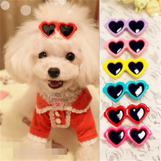 Pet Heart Sunglasses Hairpin – Cute Bow Hair Clip for Dogs & Cats, 1pc