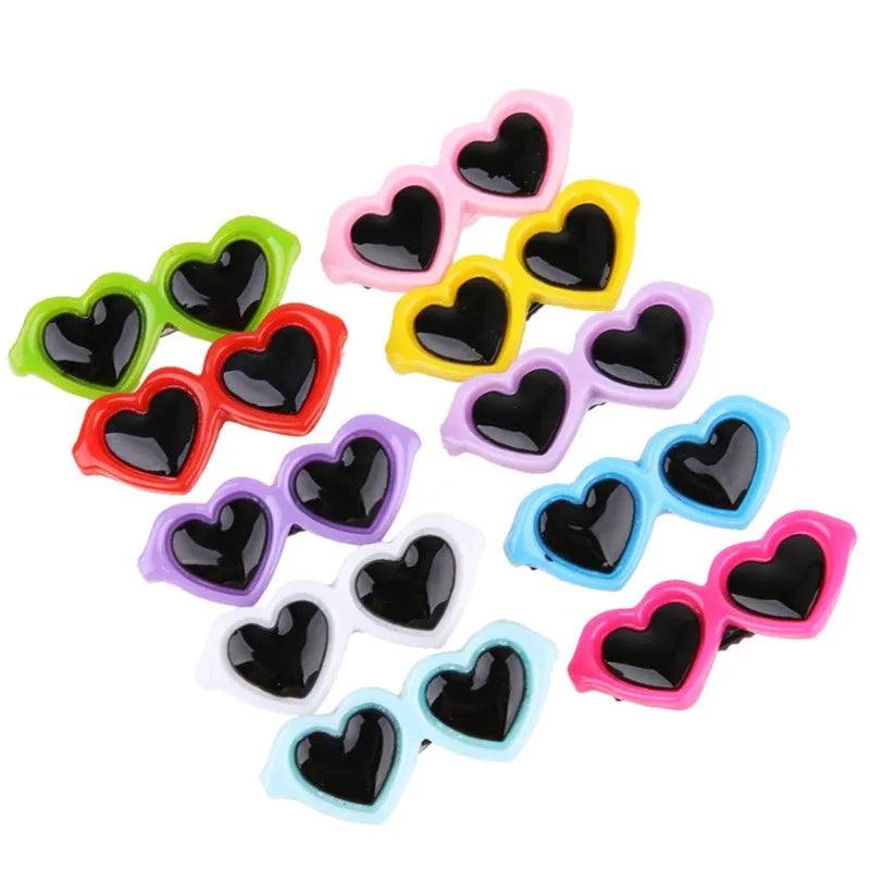 Pet Heart Sunglasses Hairpin – Cute Bow Hair Clip for Dogs & Cats, 1pc