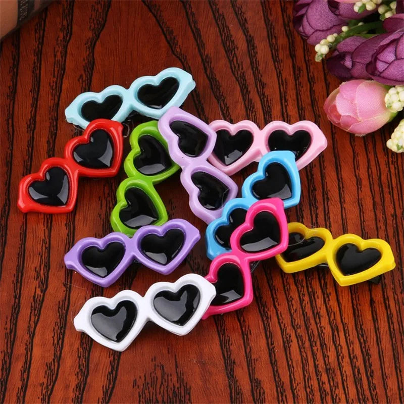 Pet Heart Sunglasses Hairpin – Cute Bow Hair Clip for Dogs & Cats, 1pc